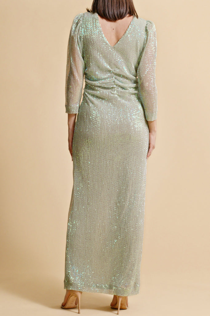 BYTIMO LONG SLEEVE GOWN Sequins Maxi Dress