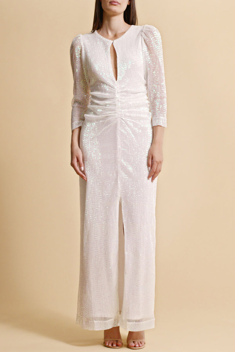 BYTIMO LONG SLEEVE GOWN Sequins Maxi Dress - Off White SALE – Smoke ...
