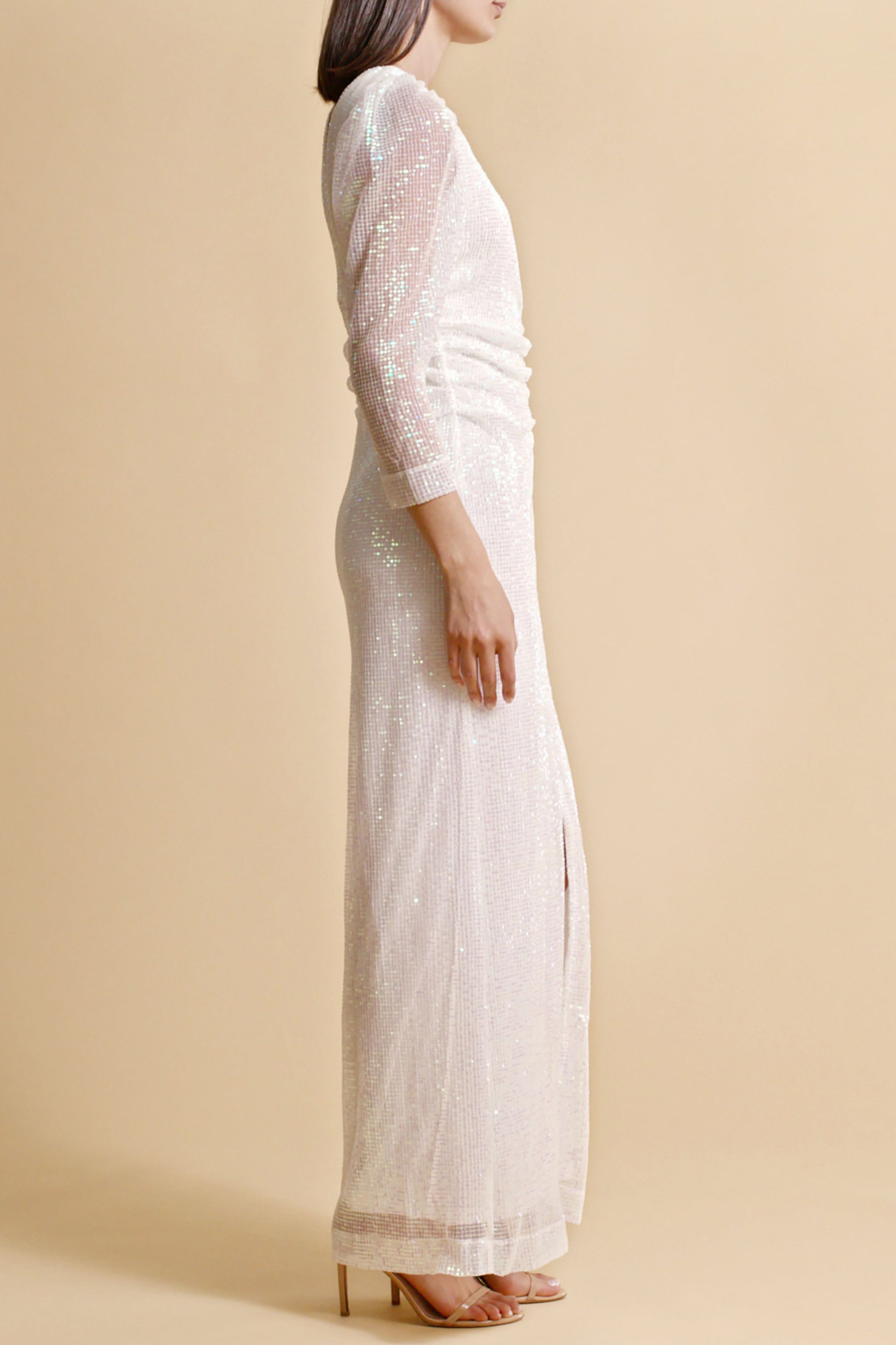 BYTIMO LONG SLEEVE GOWN Sequins Maxi Dress