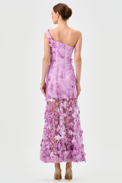 Shayan One Shoulder Midaxi - Purple Ombre