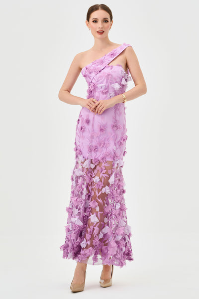 Shayan One Shoulder Midaxi - Purple Ombre