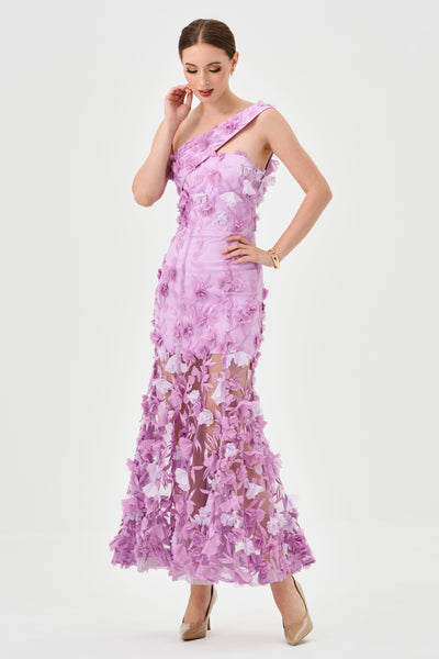 Shayan One Shoulder Midaxi - Purple Ombre