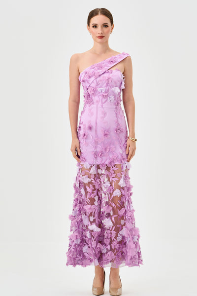 Shayan One Shoulder Midaxi - Purple Ombre