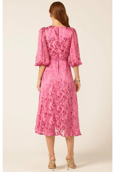 Sherbet Breeze Midi Wrap Dress - Magenta Botanical