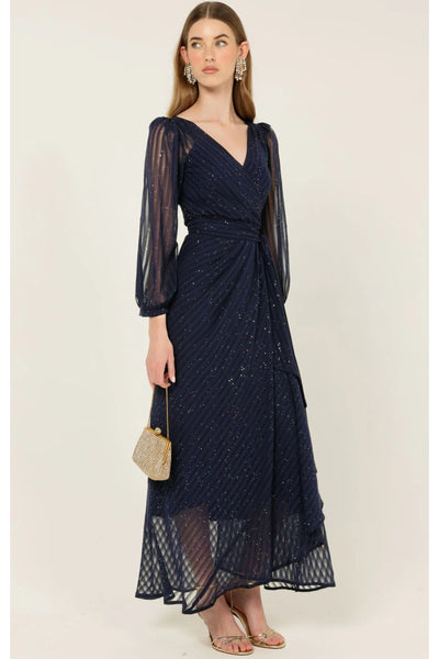 Sierra Wrap Dress - Navy Sparkle