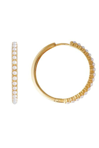 Slim Crystal Pearl XL Hoops