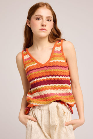 Smiths Knit Top Multi Orange