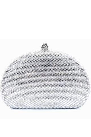 Sofie Hotfix Crystal Clutch - Silver
