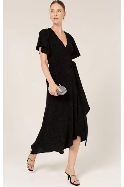 Stargaze Wrap Dress - Black Lurex