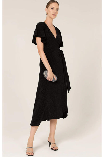 Stargaze Wrap Dress - Black Lurex