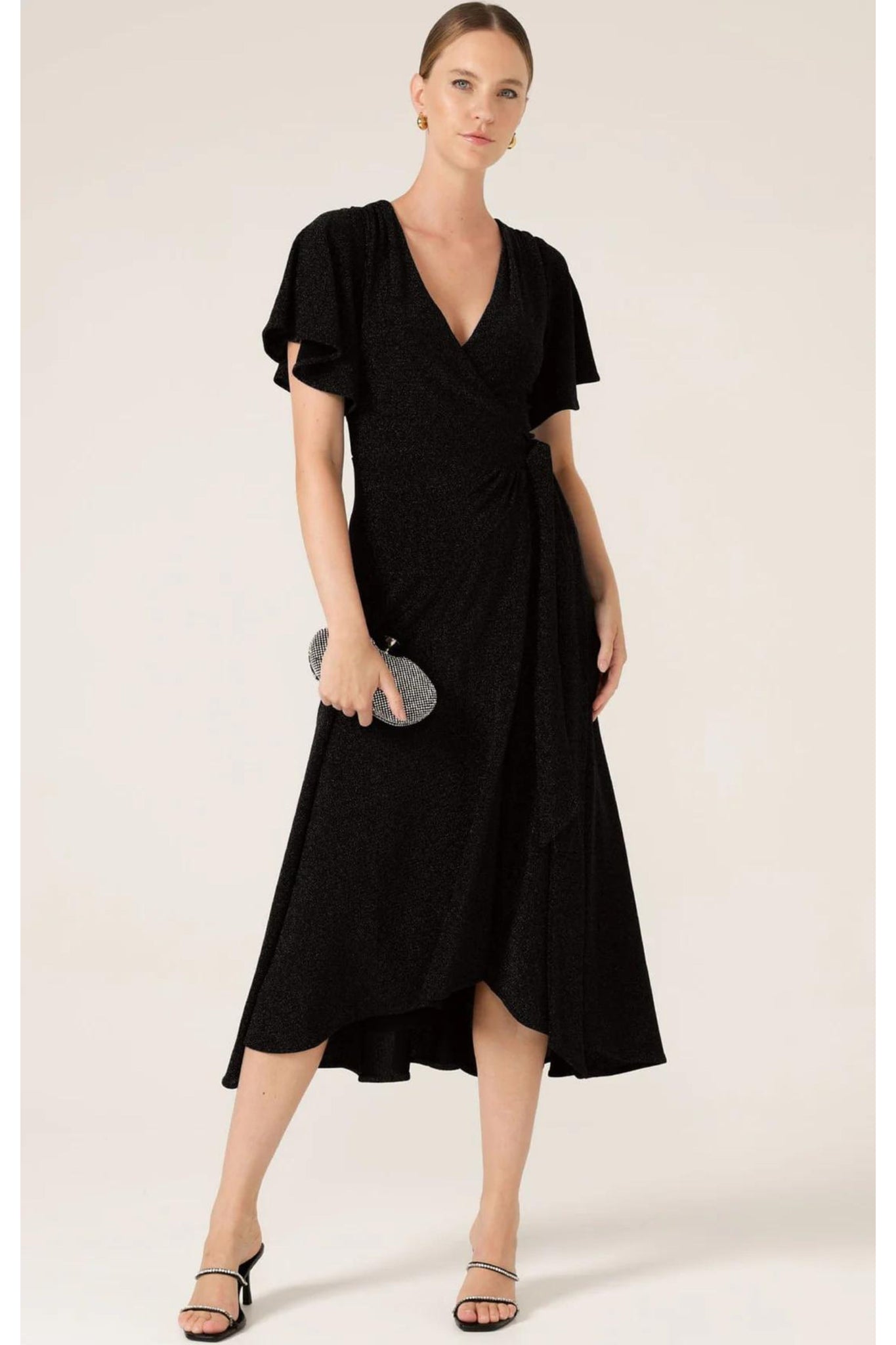 Stargaze Wrap Dress - Black Lurex