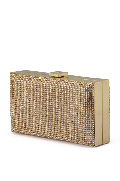 Stef Crystal Box Clutch - Gold