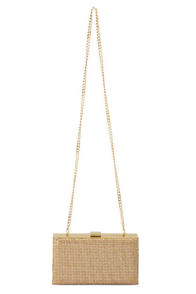 Stef Crystal Box Clutch - Gold