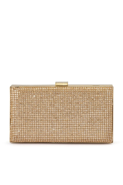 Stef Crystal Box Clutch - Gold