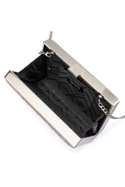 Stef Crystal Box Clutch - Silver