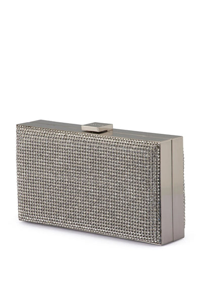 Stef Crystal Box Clutch - Silver