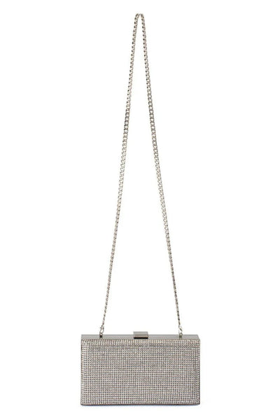 Stef Crystal Box Clutch - Silver