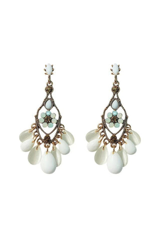 Stevie Boho Crystal Earrings - Amber White