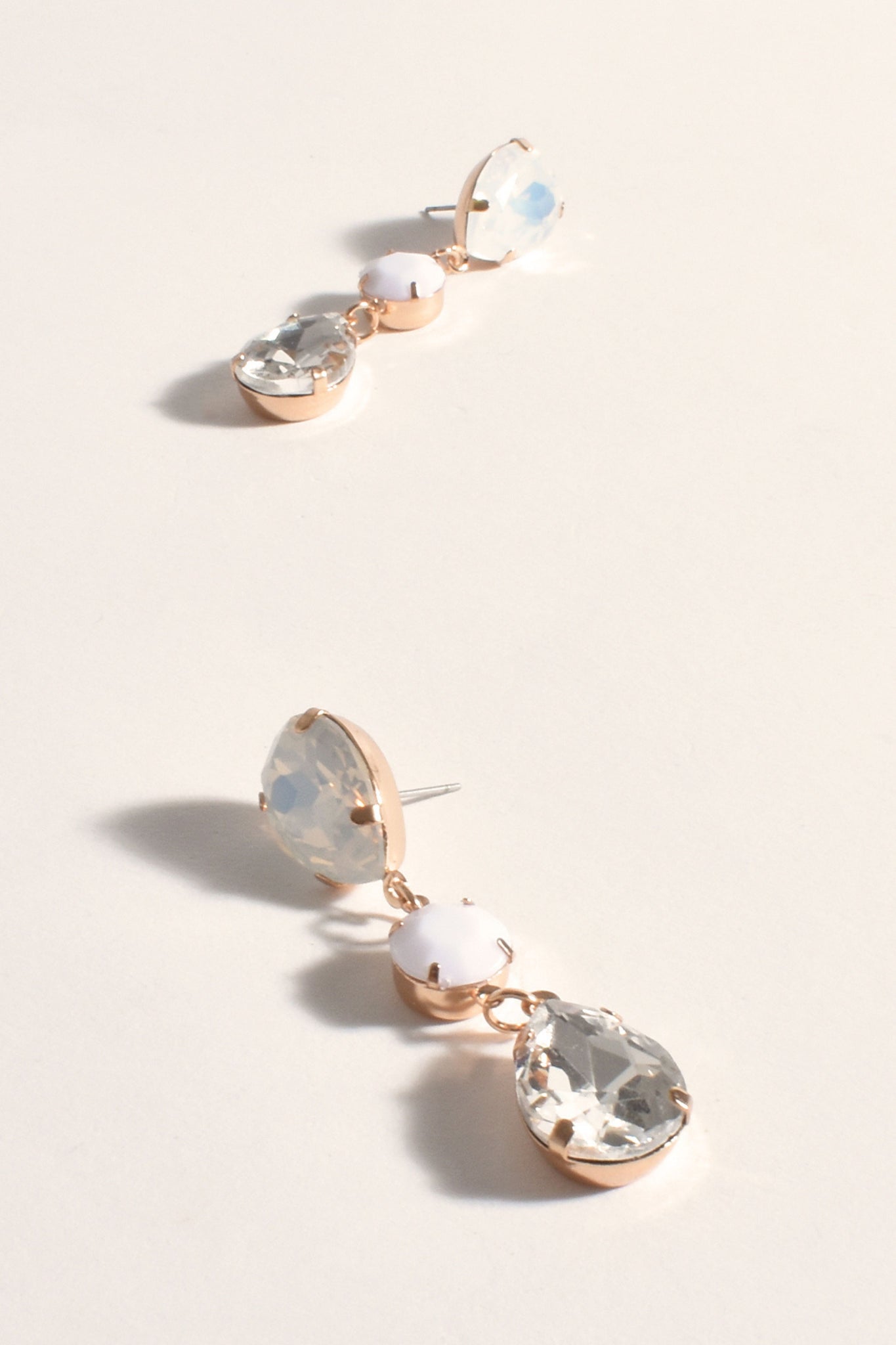 Stone and Glass Event Earrings - White Crystal