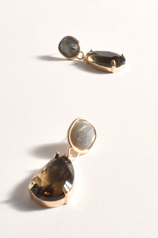 Stone and Glass Mix Earrings - Smoke Choc