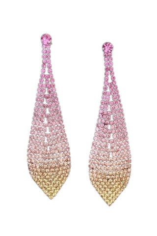 Studio Ombre Rhinestone Drop Earrings - Pink Yellow