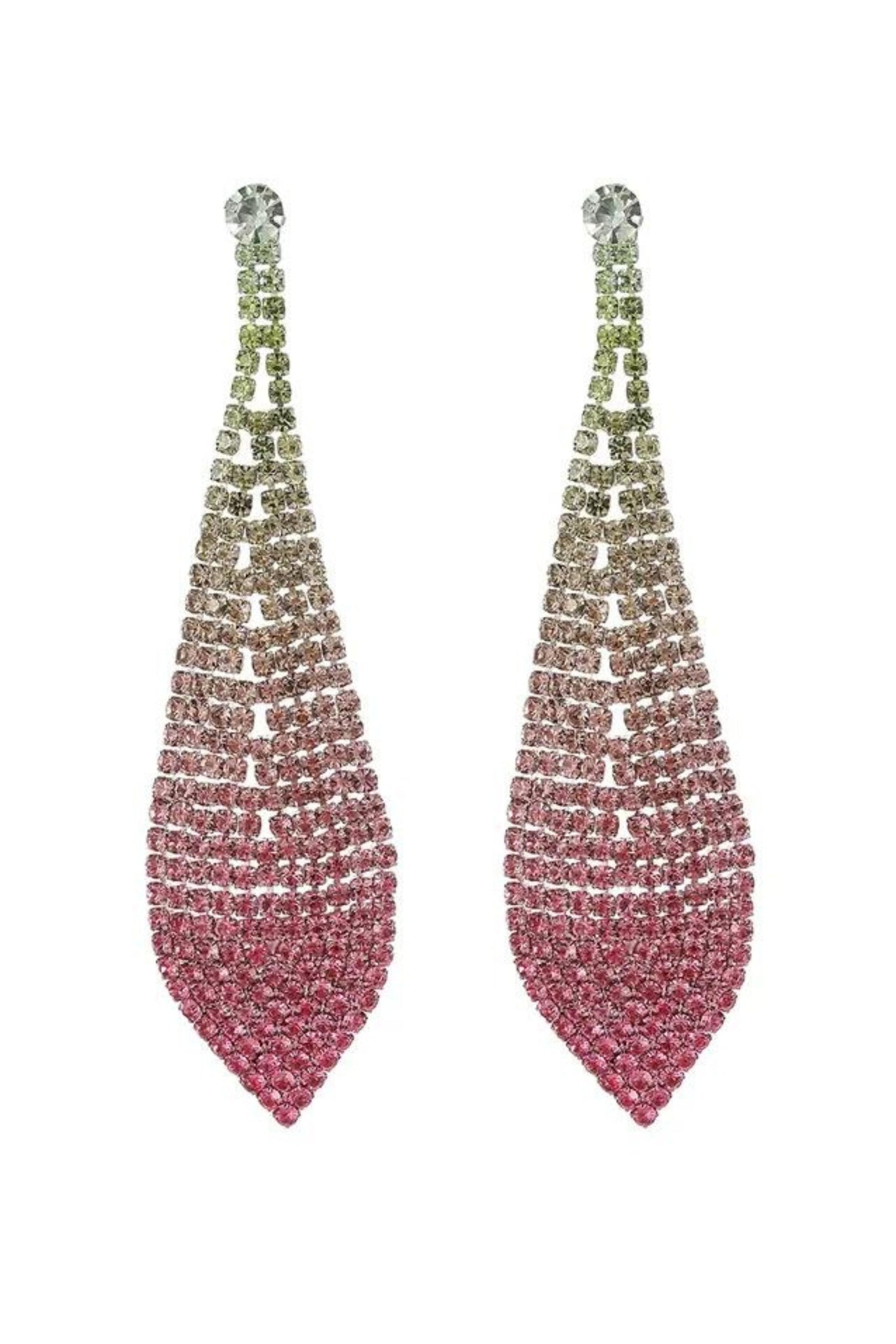 Studio Ombre Rhinestone Drop Earrings - Lime Orange Pink