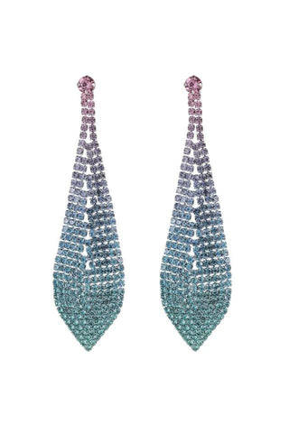 Studio Ombre Rhinestone Drop Earrings - Pink Purple Blue