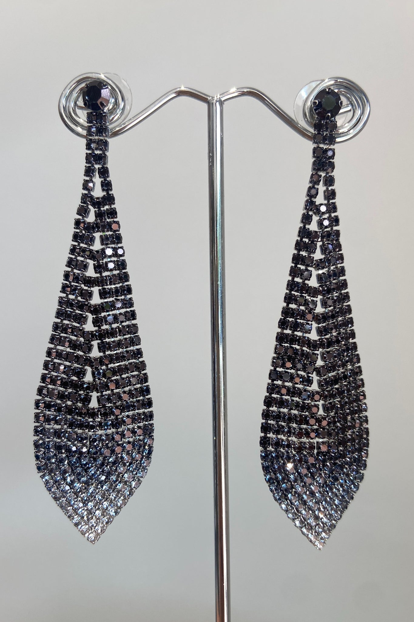 Studio Rhinestone Drop Earrings - Black