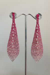 Studio Ombre Rhinestone Drop Earrings - Pink Silver