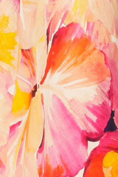 Summer Fiesta Maxi Dress - Pink Orange Hibiscus