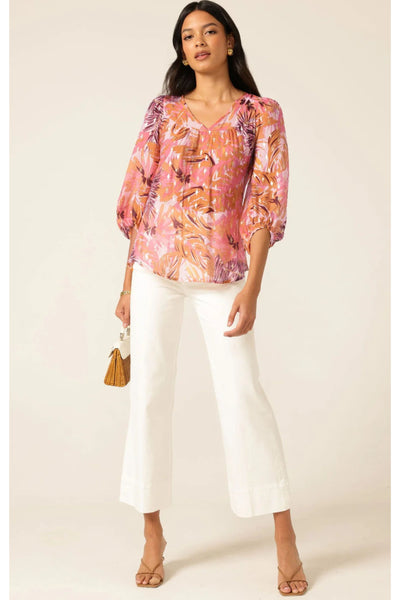 Sunburst Blouse - Pink Orange Tropical