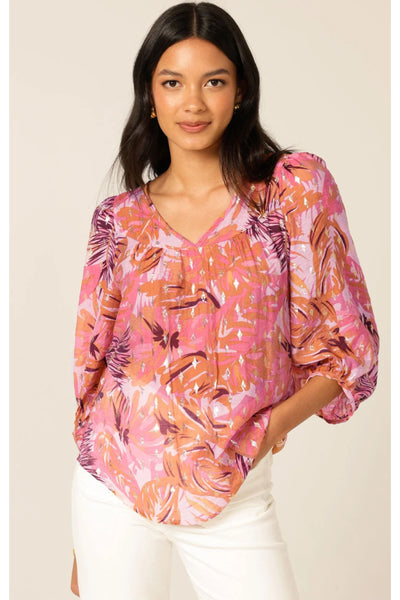 Sunburst Blouse - Pink Orange Tropical