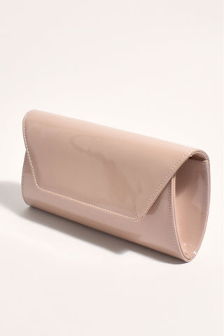 Suzie Gloss Fold Over Clutch - Nude