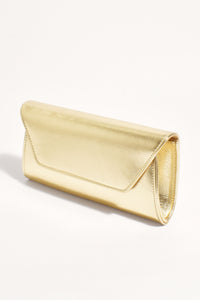 Suzie Gloss Foldover Clutch - Gold