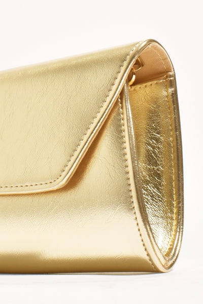 Suzie Gloss Foldover Clutch - Gold