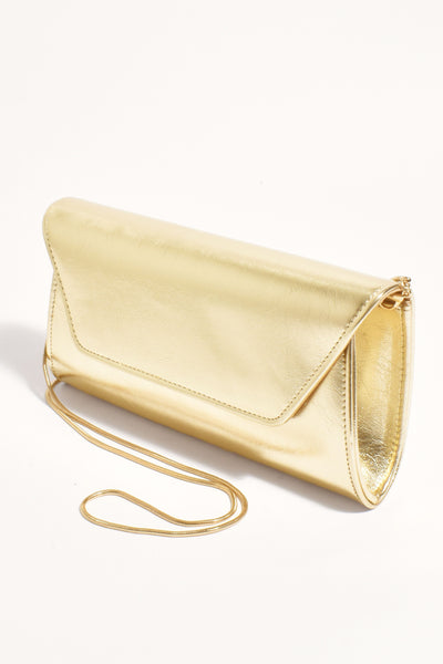 Suzie Gloss Foldover Clutch - Gold