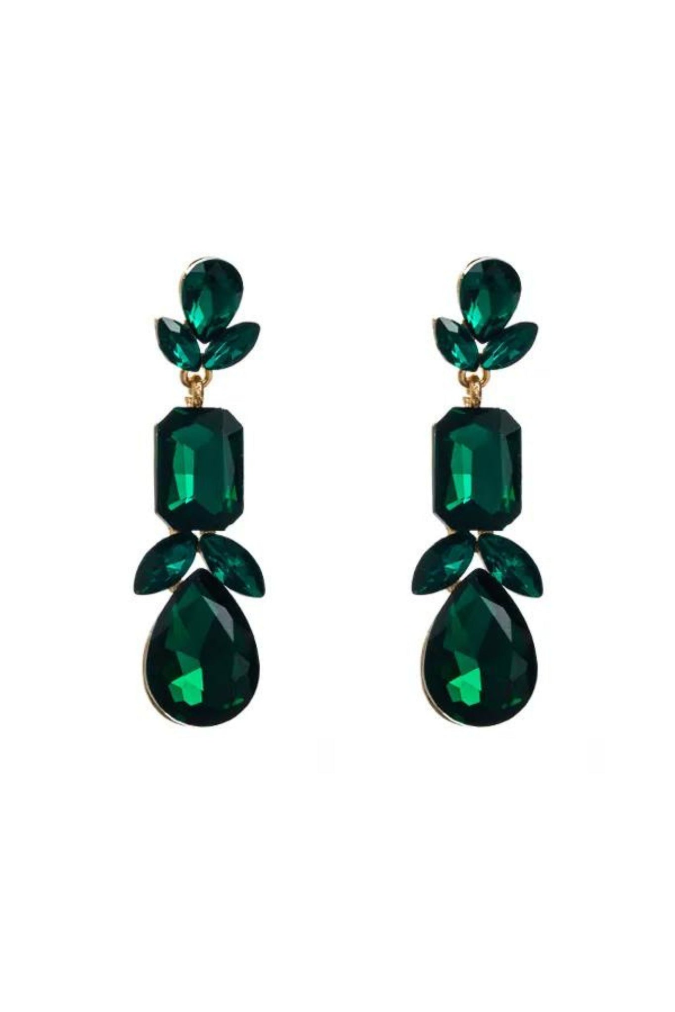 Tabatha Crystal Drop Event Earrings - Emerald Green