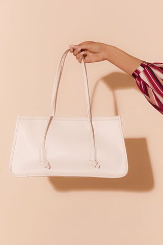 Tabitha Knot Detail Smooth Tote - Cream