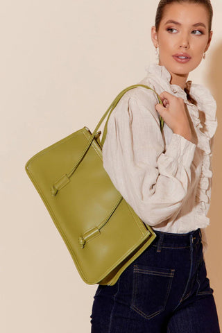 Tabitha Knot Detail Smooth Tote - Green