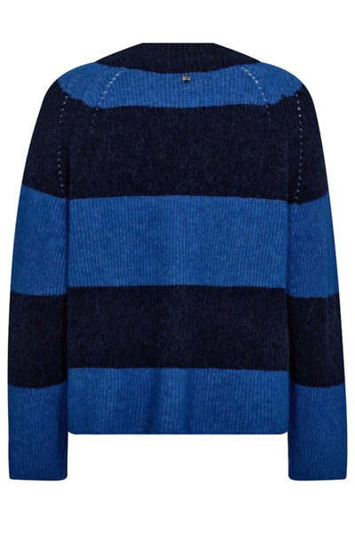 Traci Stripe LS V-Neck Knit - Maritime Blue