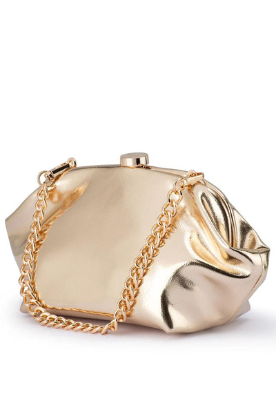 Tally Metallic Clutch - Gold