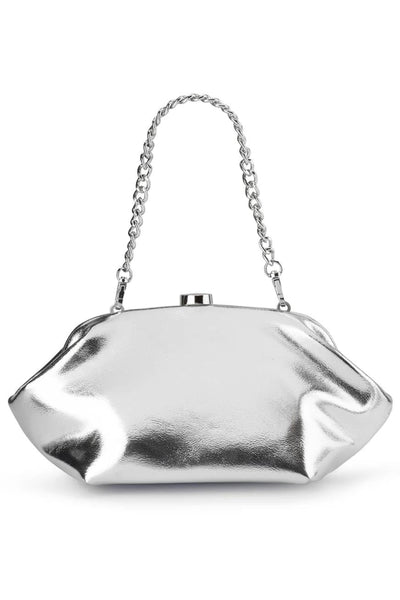 Tally Metallic Clutch - Silver