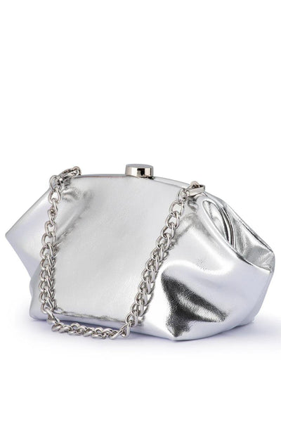 Tally Metallic Clutch - Silver