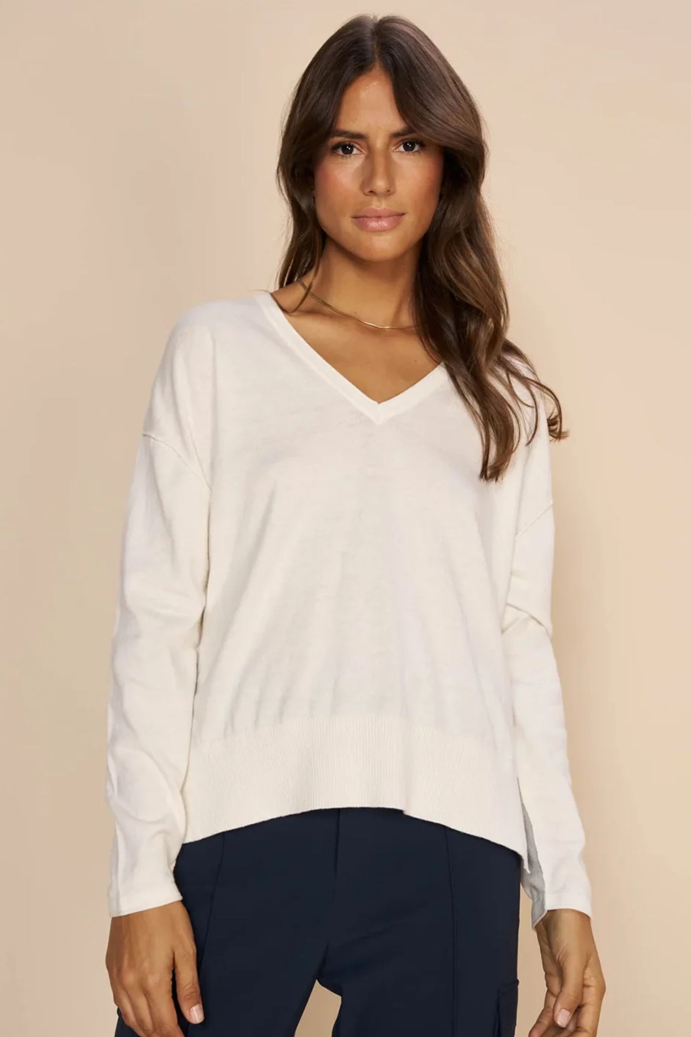 Tani V-Neck Knit - Ecru