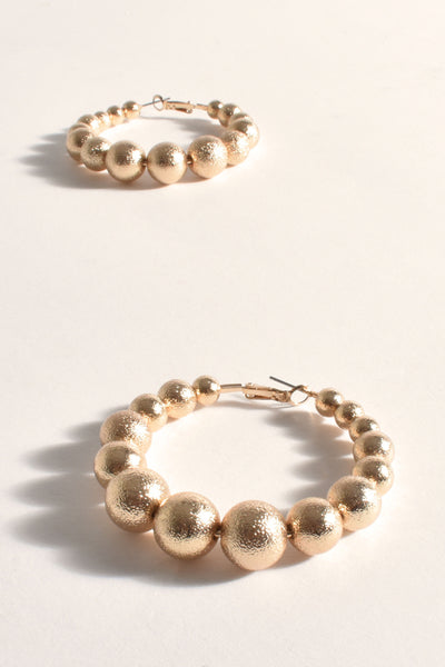 Textured Ball Hoops - Gold