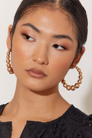 Textured Ball Hoops - Gold