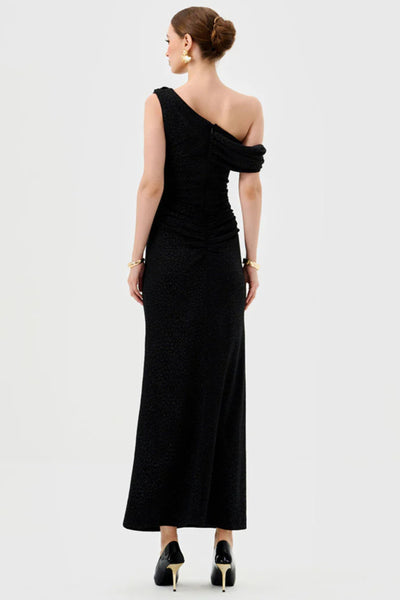 Thaliah Drape Off Shoulder Maxi - Black