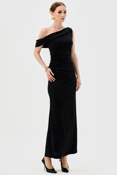 Thaliah Drape Off Shoulder Maxi - Black