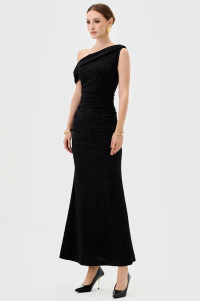Thaliah Drape Off Shoulder Maxi - Black