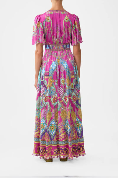 Concubines Sultans Courtiers Shaped Waistband Dress With Flutter Sleeves